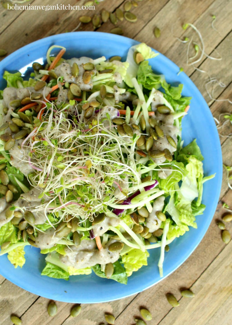 Low-Histamine Vegan Salad with Chia Ranch Dressing #vegan #lowhistamine #veganranch #salad #easy