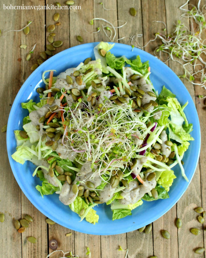 Low-Histamine Vegan Salad with Chia "Ranch" Dressing #glutenfree #easy #lowhistamine #vegan #lowhistaminevegan #bohemianvegankitchen