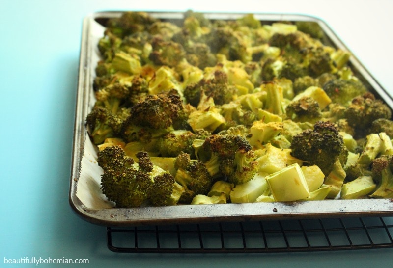 picture of freshly baked broccoli on tray