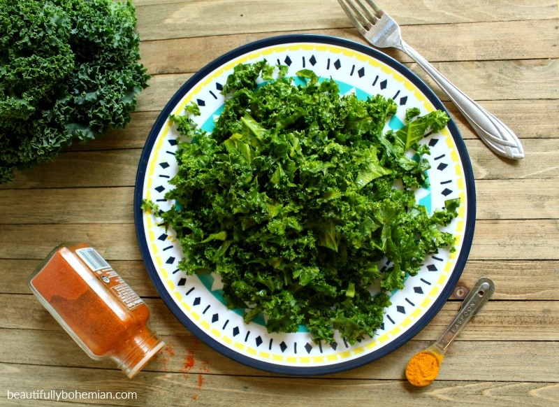 overhead shot of kale salad