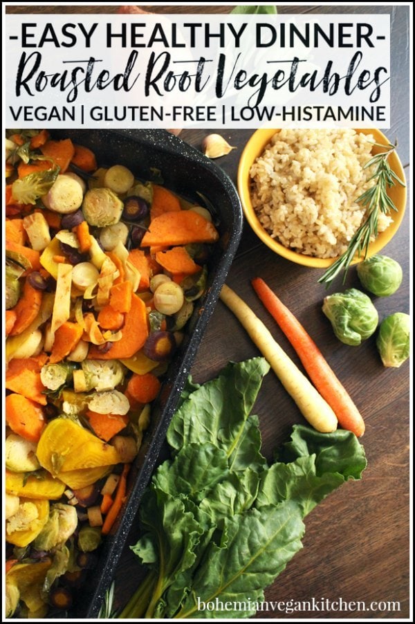 Healthy low-histamine vegan meals should be all about simplicity, not complexity! This delicious selection of seasonal veggies will have you celebrating fall while also keeping your body feeling nourished. #lowhistamine #lowhistaminevegan #glutenfreevegan #lowhistaminerecipes #healthyvegan #bohemianvegankitchen