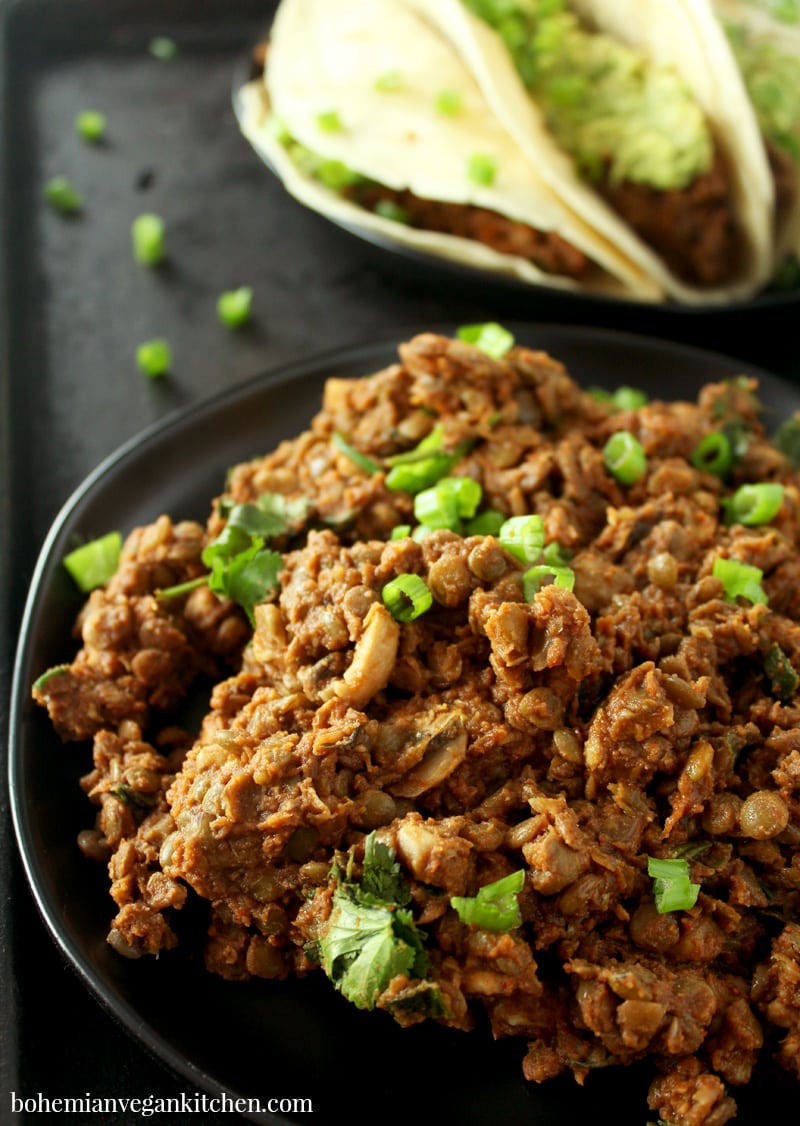 If there's one thing MacGyver taught me, it's that you can be creative with household items, and this vegan taco meat is no exception! Using simple ingredients you already have on hand, and marrying delicious Mexican flavors, you can take your tacos to the next level! #vegantacomeat #bestvegantacomeat #vegantacomeateasy #vegantacomeatlentil #vegantacomeatmushroom #vegantacomeatrecipe #bohemianvegankitchen