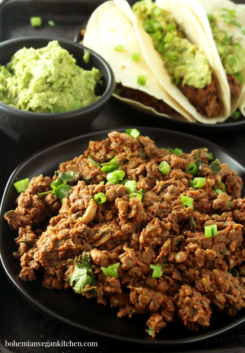 If there's one thing MacGyver taught me, it's that you can be creative with household items, and this vegan taco meat is no exception! Using simple ingredients you already have on hand, and marrying delicious Mexican flavors, you can take your tacos to the next level! #vegantacomeat #bestvegantacomeat #vegantacomeateasy #vegantacomeatlentil #vegantacomeatmushroom #vegantacomeatrecipe #bohemianvegankitchen