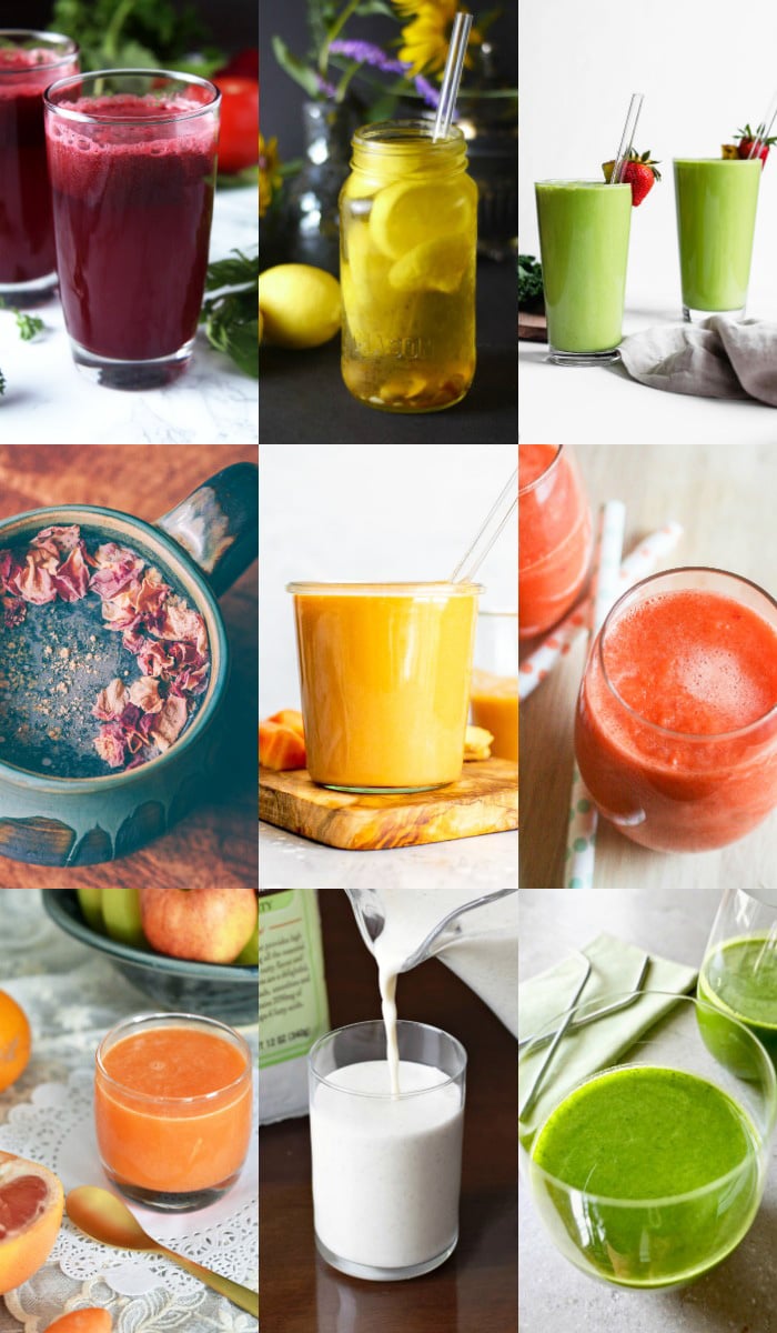 another collage of detox drink recipes. 