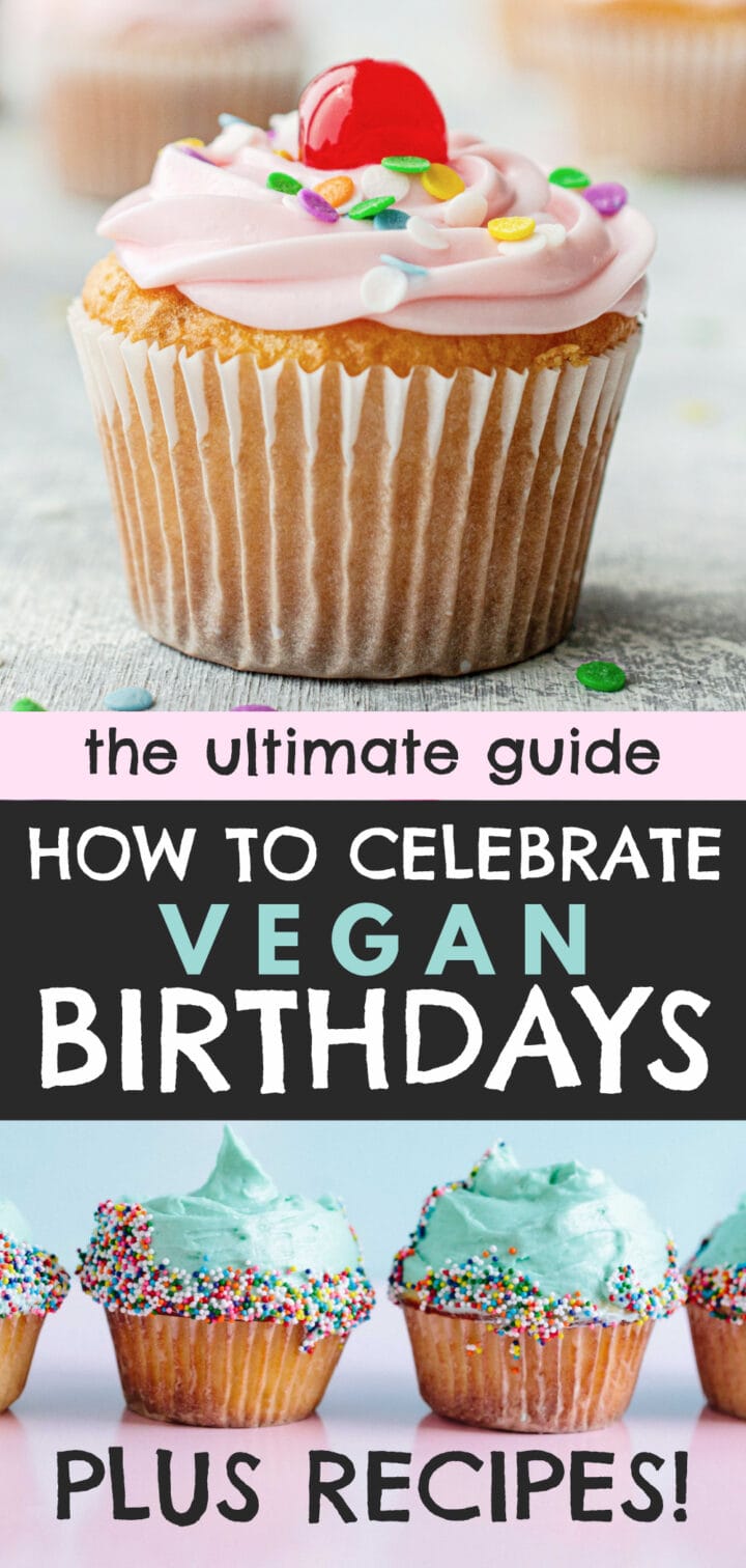 pinnable image for vegan birthday celebration tips