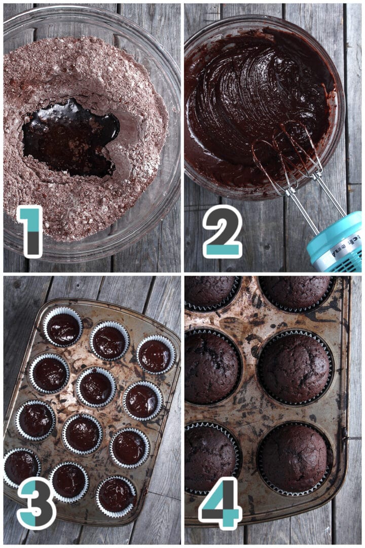 step by step pictures of how to make vegan chocolate cupcakes