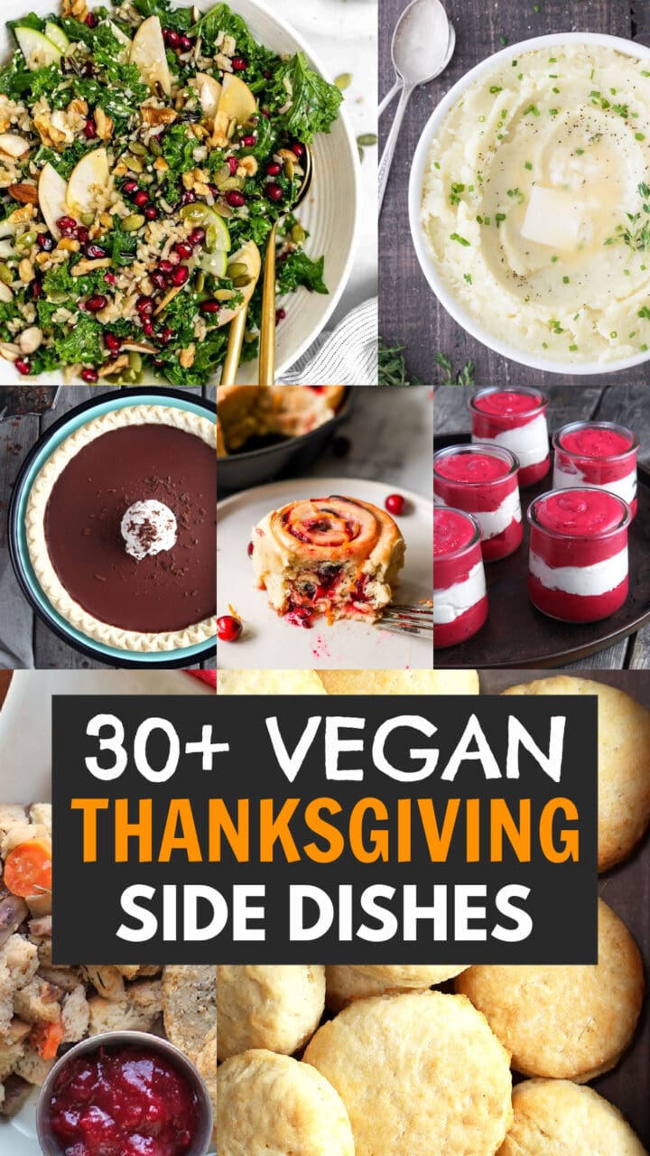 Pinterest image of collage for vegan thanksgiving side dishes 