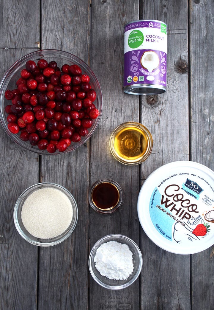 picture of the ingredients needed for vegan cranberry sauce