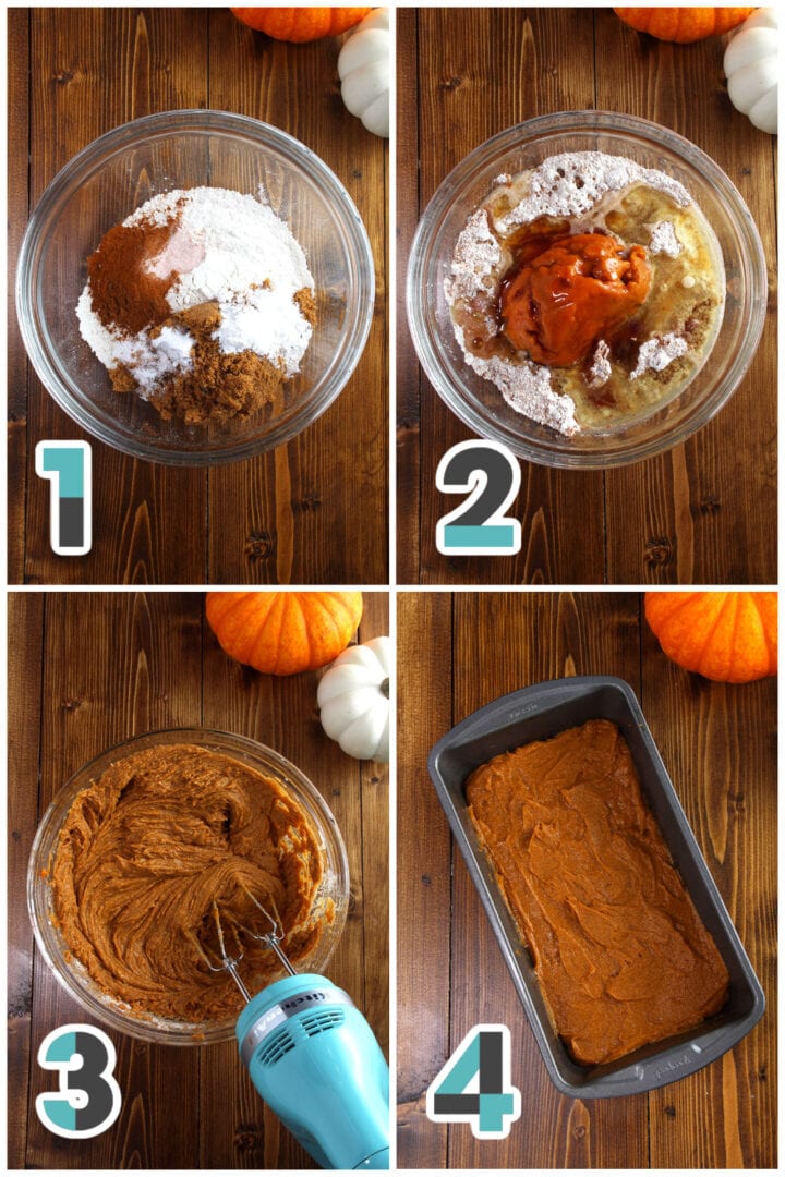step by step pictures to make gluten free vegan pumpkin bread 