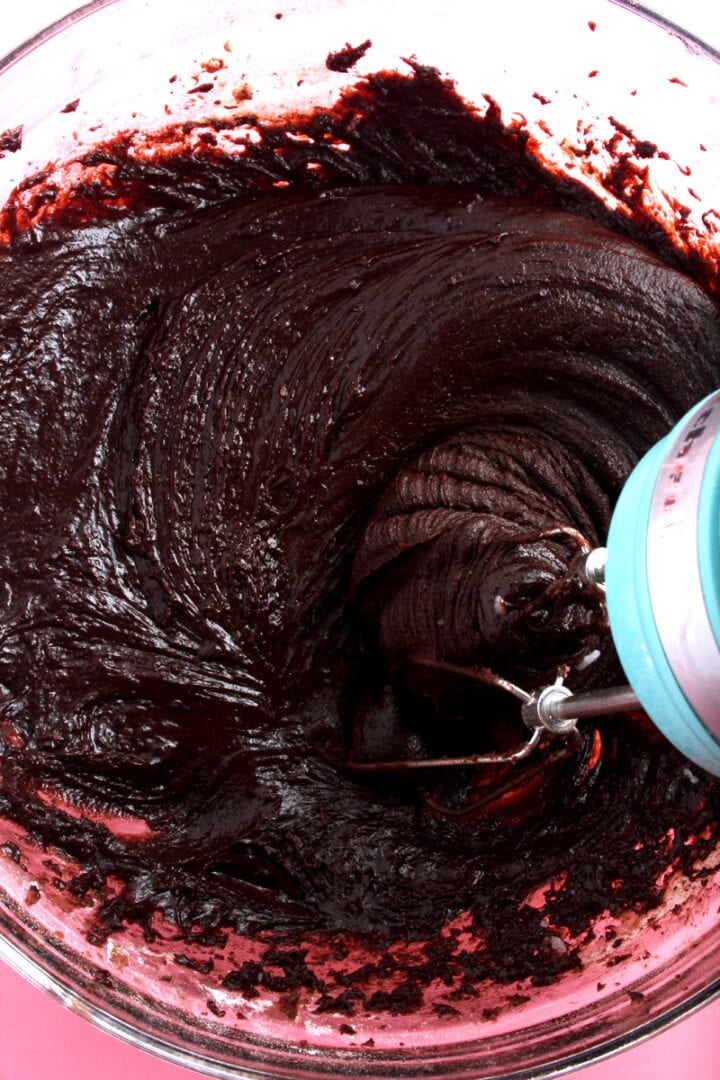 picture of vegan brownie batter being whipped up