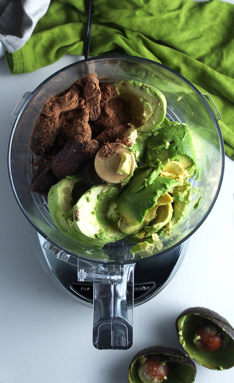 avocado pudding ingredients added into the food processor