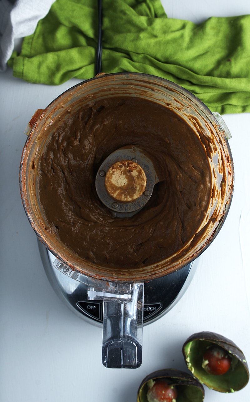 chocolate avocado pudding, blended in the food processor. 