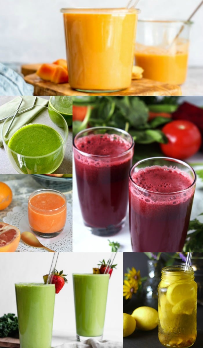 collage of detox drink recipes. 
