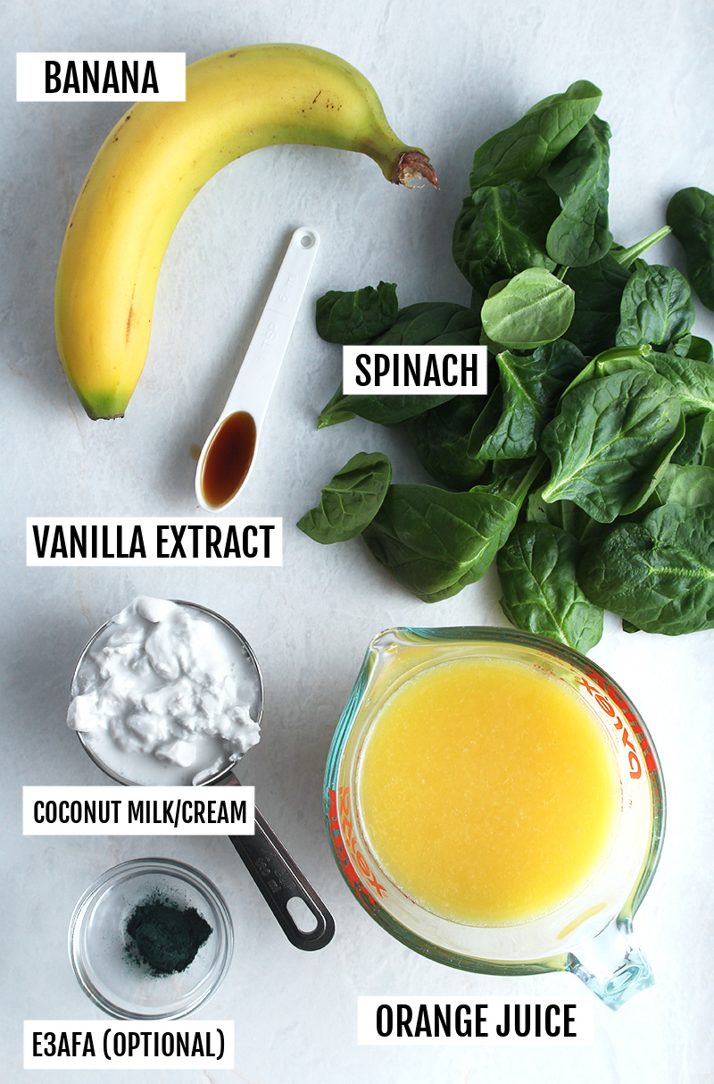 ingredients needed for green orange creamsicle smoothie